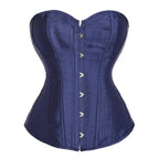 Luminous Teal Satin Overbust Corset with Front Metal Busk