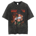 Flame Aura Anime Graphic Oversized Vintage Washed Cotton Streetwear T-Shirt