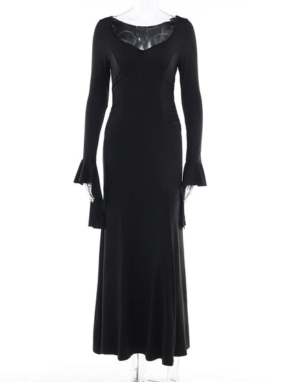 Elegant Gothic Mermaid Dress with Dark Alternative Fashion Styling