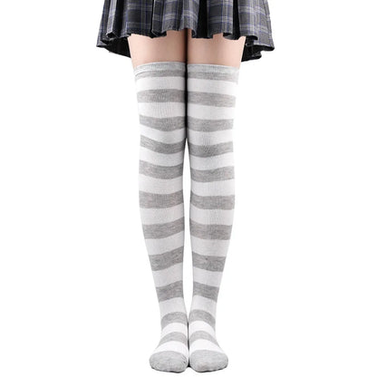 Striped Over-the-Knee Socks with Stretch Knit Design for Everyday Streetwear and Y2K Styling