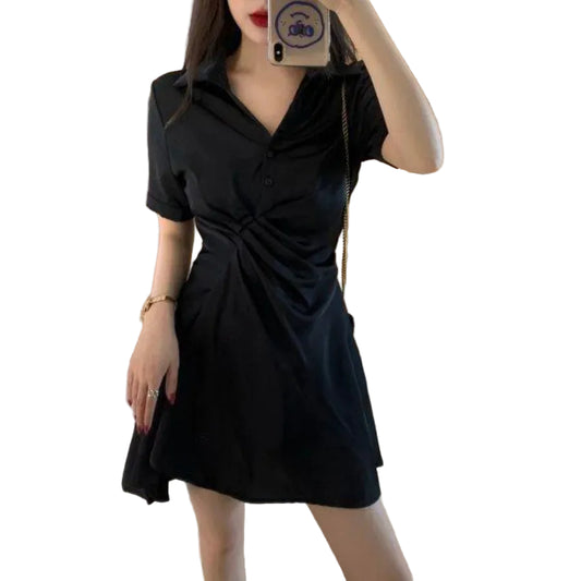 Minimal Gothic Wrap Dress with Japanese Streetwear Aesthetic