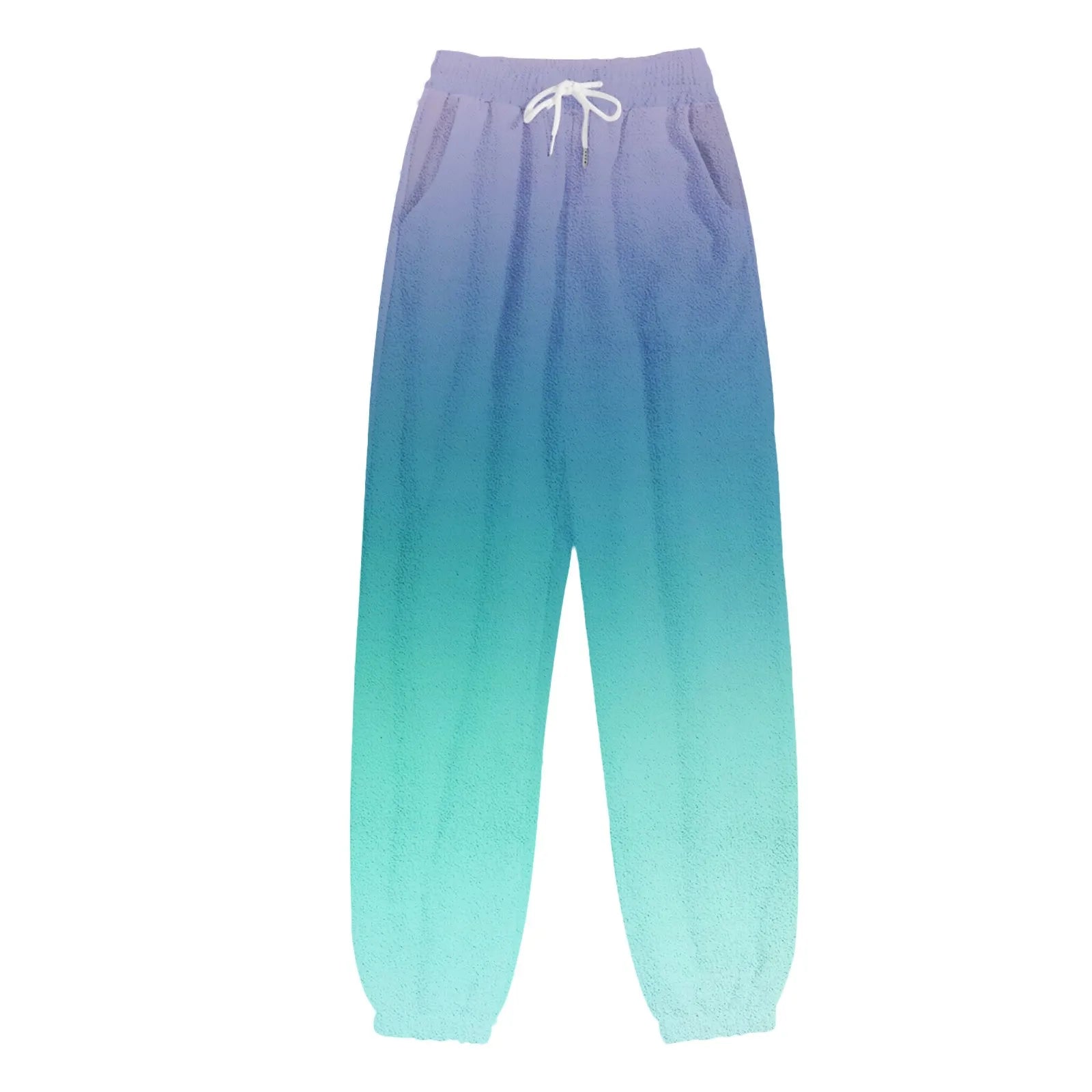 Women's High Waist Gradient Wide Leg Jogger Pants with Relaxed Casual Streetwear Style