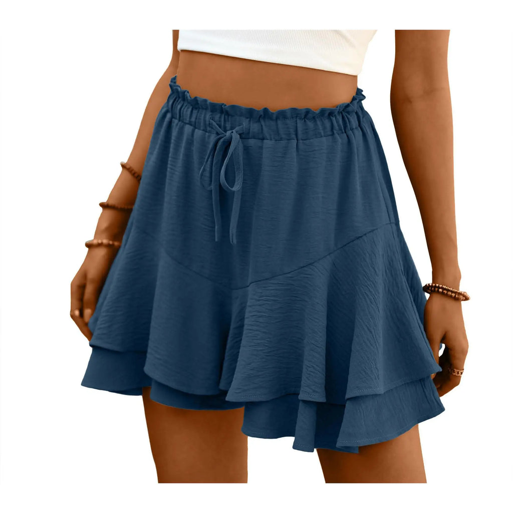 High Waist Flowy Tiered Skort with Ruffle Layers A-Line Silhouette