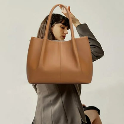 Minimal Large Capacity Tote Shoulder Bag with Clean Structured Design