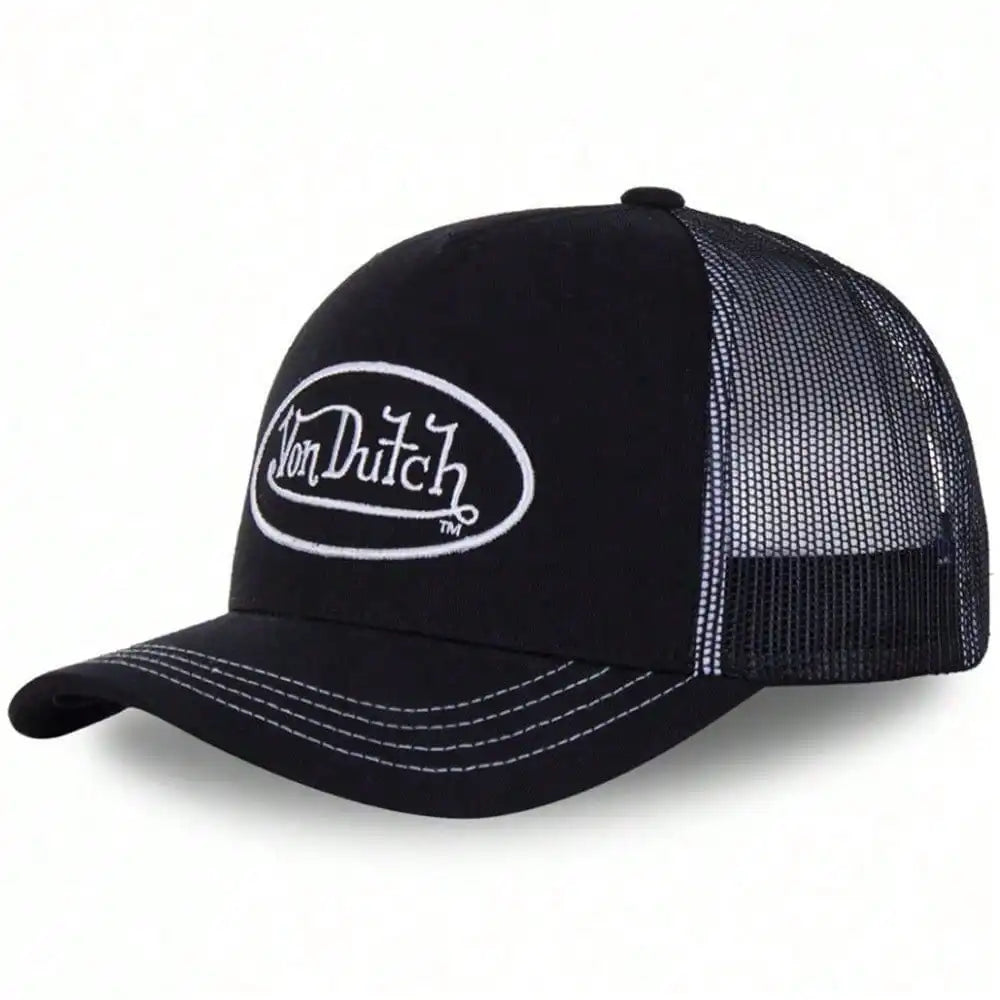 Breathable Mesh Trucker Cap with Embroidered Patch for Casual Outdoor Streetwear Style
