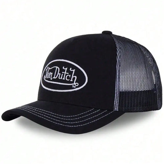 Breathable Mesh Trucker Cap with Embroidered Patch for Casual Outdoor Streetwear Style