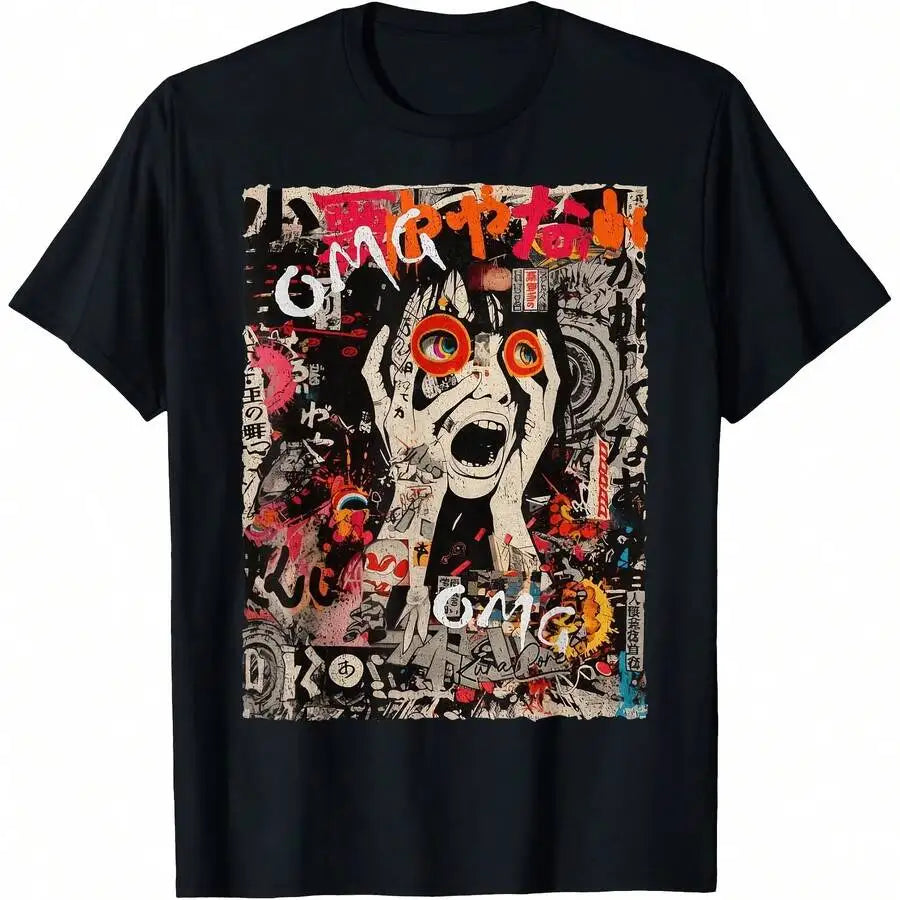 Distressed Anime Goth Oversized Graphic Streetwear Tee
