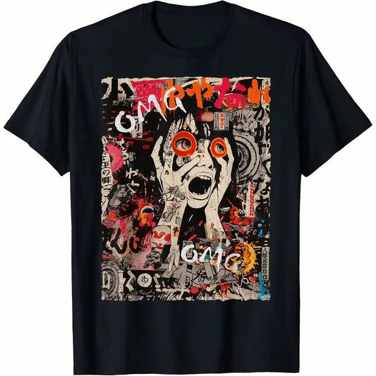 Distressed Anime Goth Oversized Graphic Streetwear Tee
