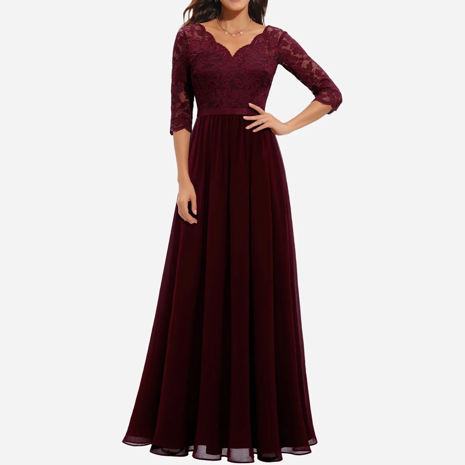 Flowing Long Sleeve Maxi Dress With Defined Waist Silhouette