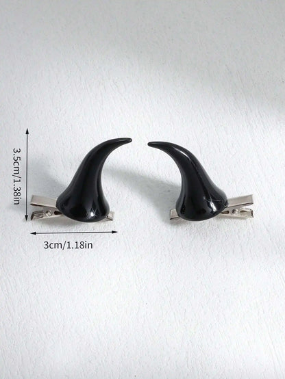 Devil Horn Hair Clips for Gothic Punk and Alternative Costume Styling