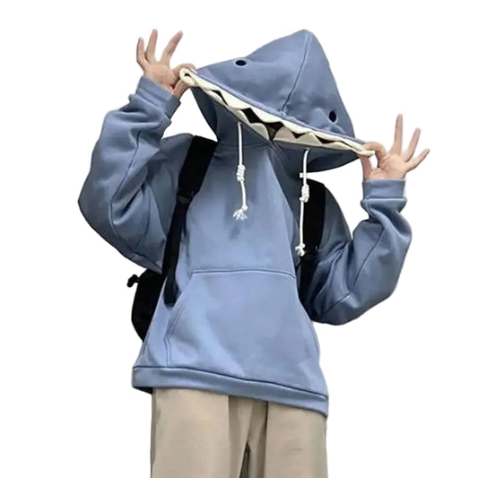 Kawaii Anime Shark Hoodie with Manga-Inspired Oversized Streetwear Design