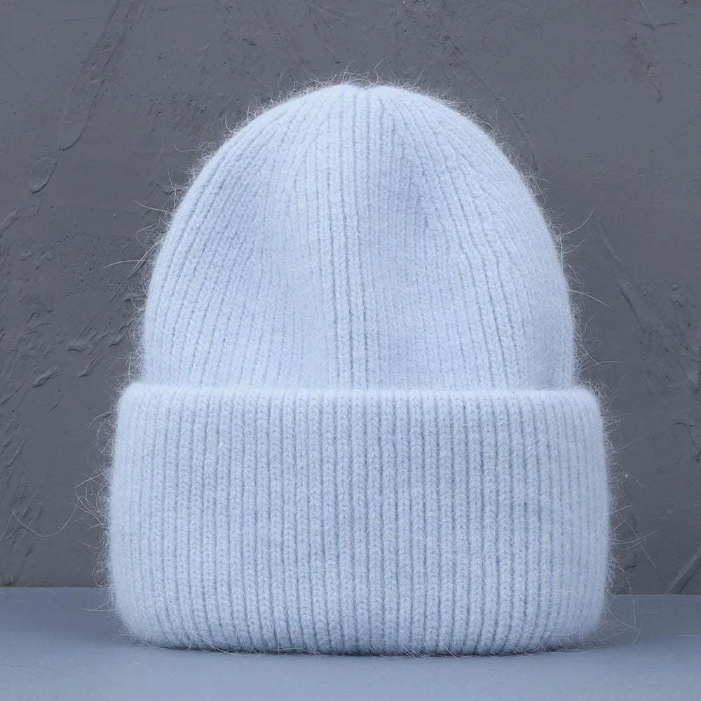 Soft Rabbit Fur Knit Beanie for Everyday Casual Outdoor Winter Fashion and Comfort Style