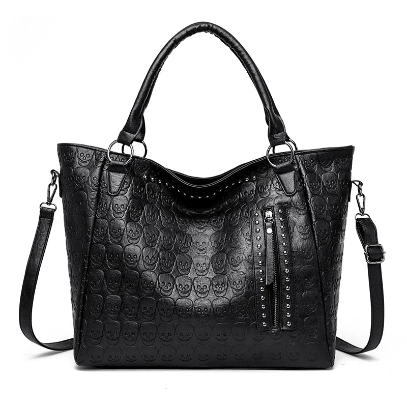 Studded Faux Leather Tote Crossbody Bag with Structured Carry Design
