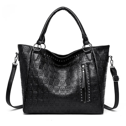 Studded Faux Leather Tote Crossbody Bag with Structured Carry Design