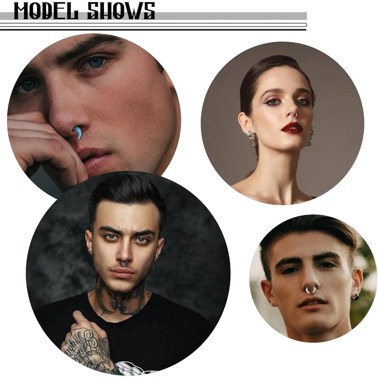 Mixed Septum and Horseshoe Ring Set for Alternative Body Styling
