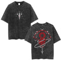 Gothic Symbol Graphic Oversized Washed Alternative Streetwear T-Shirt