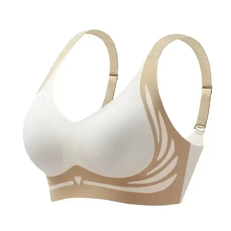Modern Graphic Print Wire-Free Bra with Wide Smoothing Side Bands