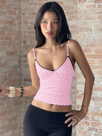 Polka Dot V-Neck Crop Top with Slim Fit Backless Streetwear Camisole Design