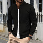 Men's Slim Fit Stand Collar Zip Jacket with Clean Minimalist Streetwear Design