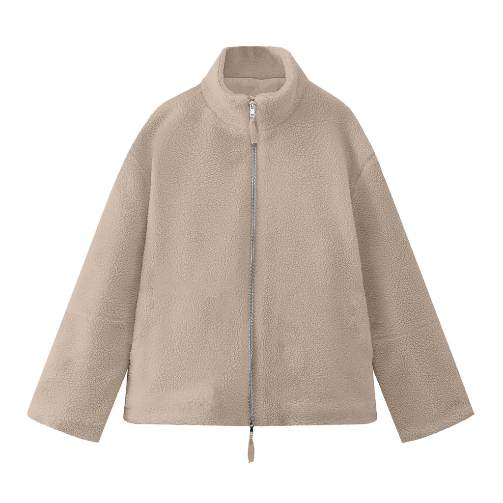 Women's Plush Half Zip Fleece Pullover with Relaxed Contemporary Casual Streetwear Fit