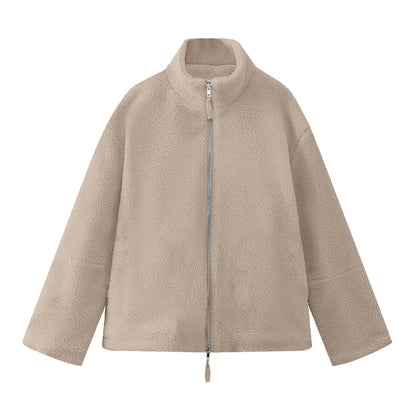 Women's Plush Half Zip Fleece Pullover with Relaxed Contemporary Casual Streetwear Fit