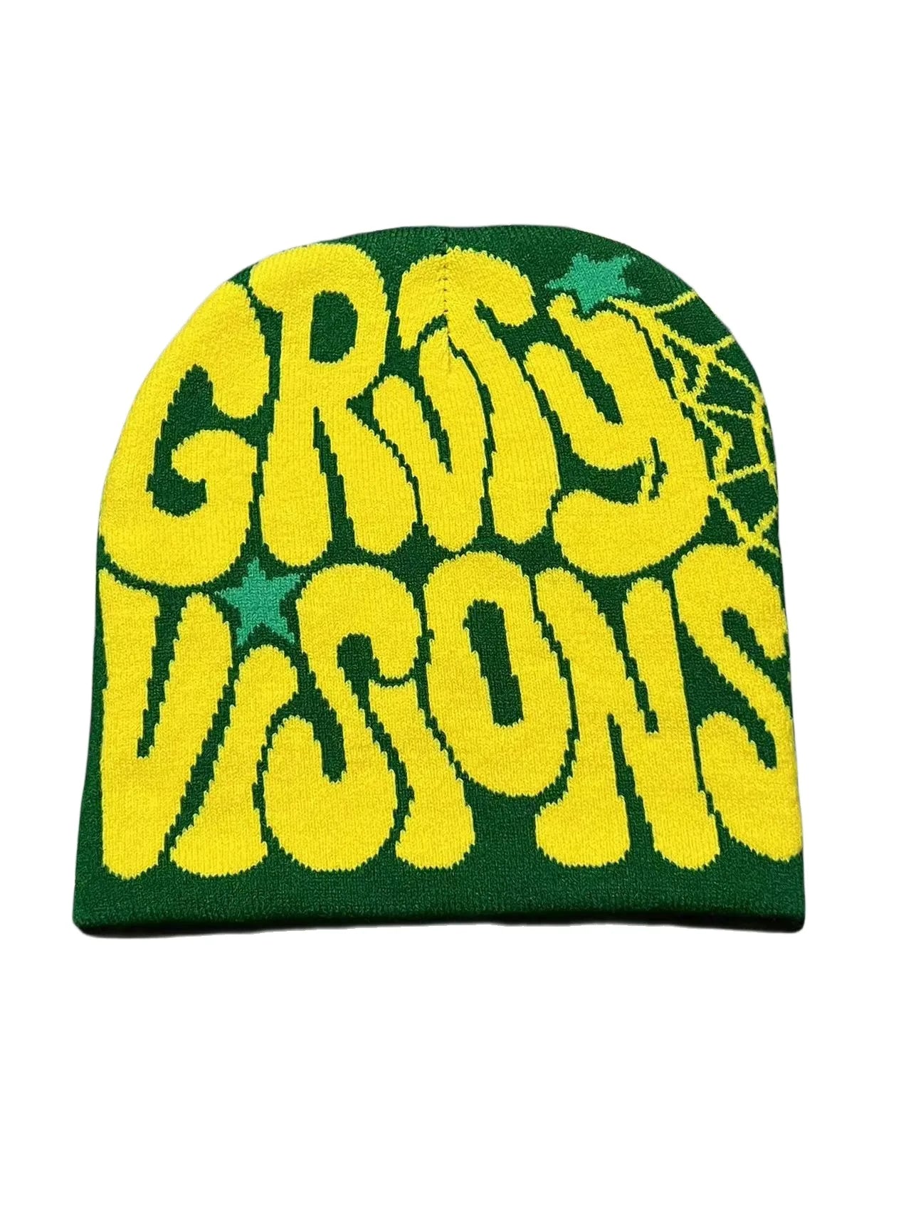 Bold Typography Cotton Blend Knit Beanie for Contemporary Streetwear Winter Everyday Fashion Style