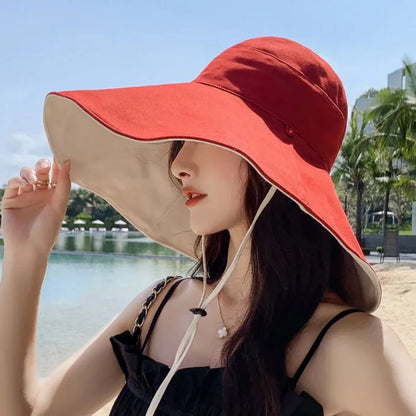 Wide Brim Foldable Sun Hat with UPF Protection and Adjustable Chin Strap for Outdoor Wear