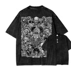 Dark Fantasy Anime-Inspired Manga Streetwear Oversized Washed Cotton T-Shirt