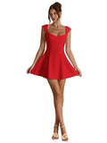 Square Neck Sleeveless A-Line Mini Dress with Flared Skater Silhouette