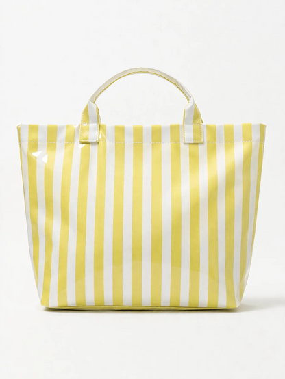 Striped Waterproof Tote Bag with Large Capacity Beach and Travel Design