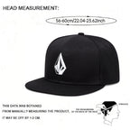 Geometric Embroidered Flat Brim Snapback Cap Adjustable Streetwear Baseball Fashion Hat