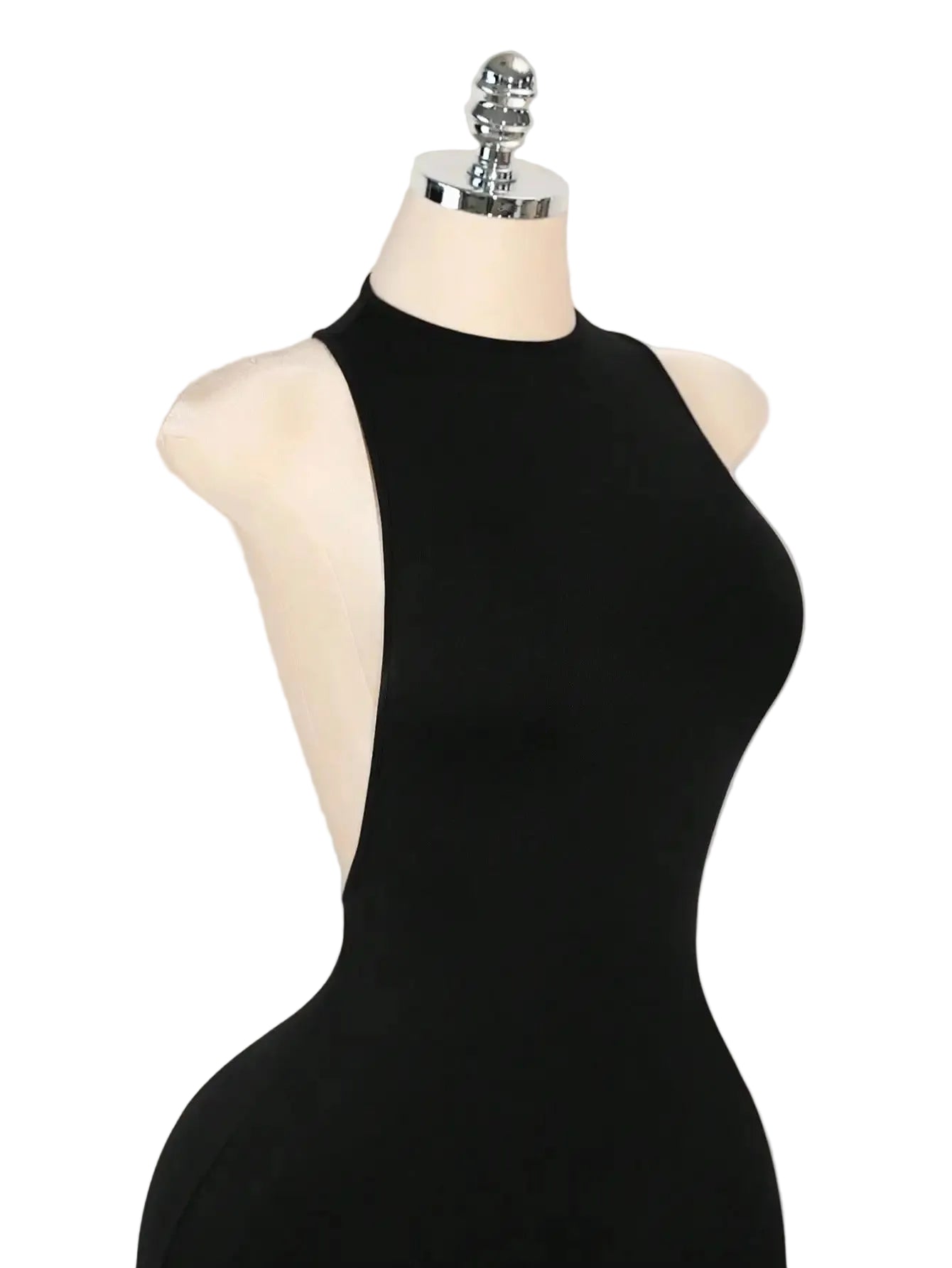 Backless Sleeveless Bodycon Mini Dress with Criss Cross Open Back Detail