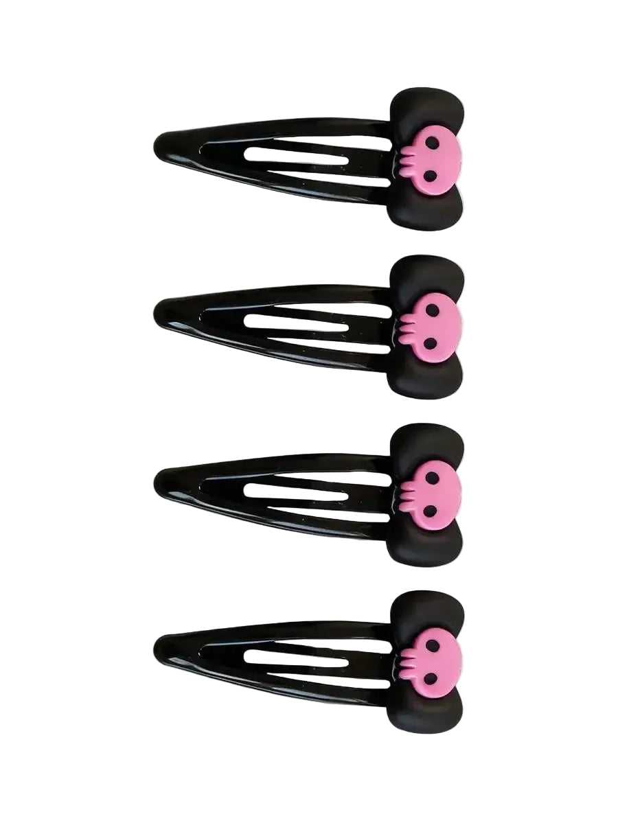Skull Accent Hair Clip Set Cute Gothic Alternative Fashion Accessories