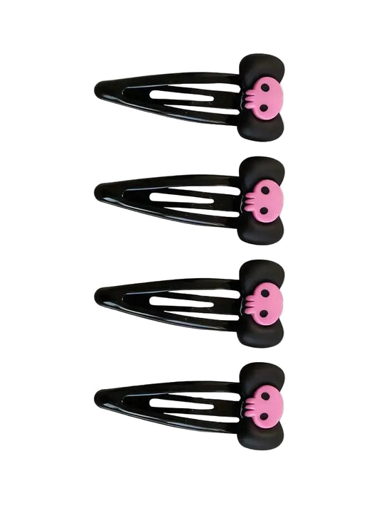 Skull Accent Hair Clip Set Cute Gothic Alternative Fashion Accessories