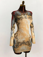 Mesh Panel Gothic Bodycon Dress with Edgy Streetwear Style