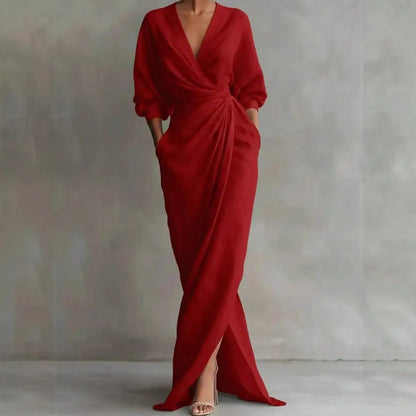 Minimalist Draped Maxi Dress with Relaxed Elegant Fashion Styling