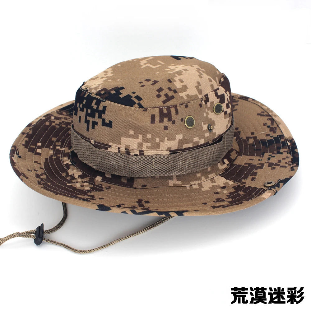 Unisex Outdoor Boonie Bucket Hat with Adjustable Chin Cord for Hiking Fishing and Travel