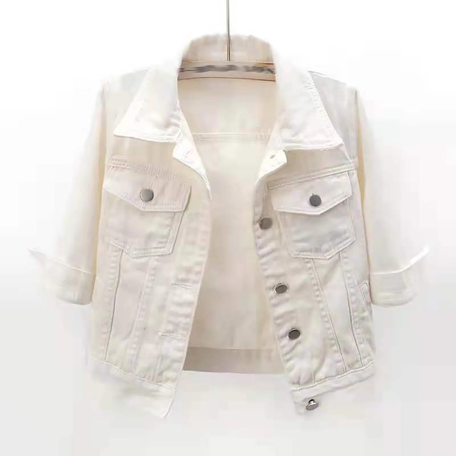 Cropped Denim Style Utility Jacket with Relaxed Streetwear Inspired Silhouette