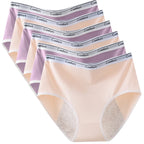 Six-Piece High-Waisted Menstrual Brief Set with Striped Waistbands