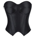 Tailored Black Pinstripe Overbust Corset with Structured Sweetheart Bodice