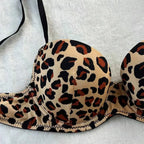 Classic Leopard Print Molded Underwire Bra and Thong Set