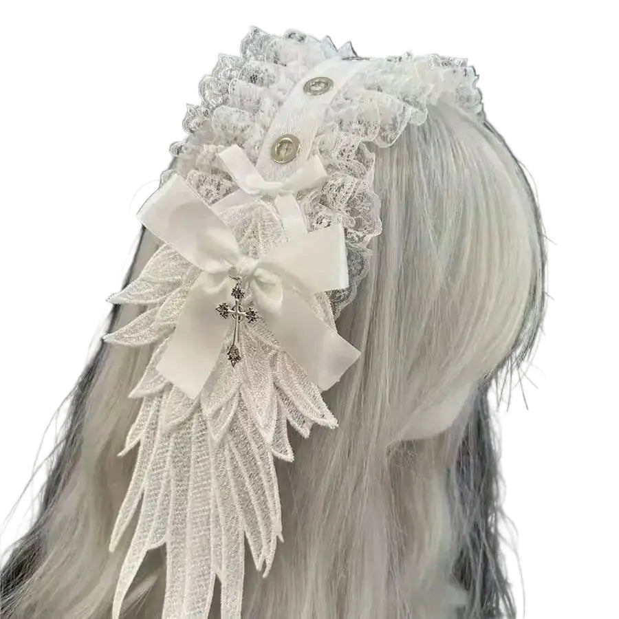 Dark Angel Wing Headdress Gothic Fantasy Statement Hair Accessory
