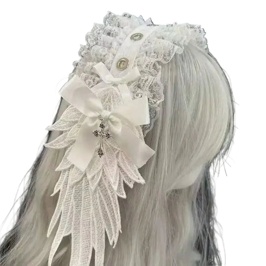 Dark Angel Wing Headdress Gothic Fantasy Statement Hair Accessory