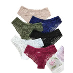 6-Piece Women’s Sheer Lace-Style Bikini Briefs Set with Solid Colors, Floral-Inspired Texture and Delicate Feminine Finish