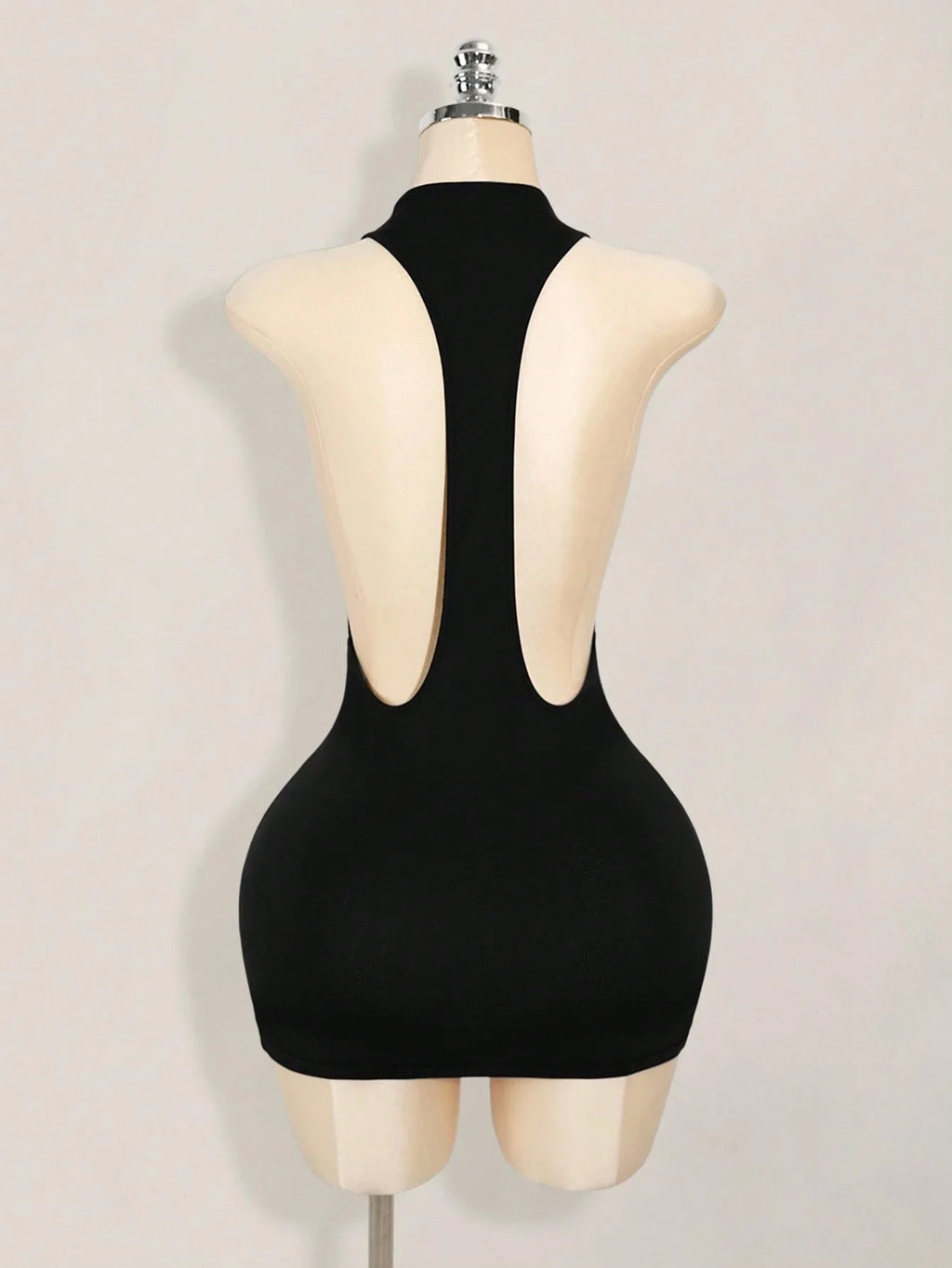 Backless Sleeveless Bodycon Mini Dress with Criss Cross Open Back Detail