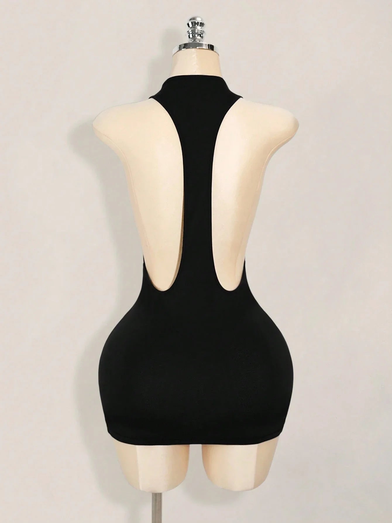 Backless Sleeveless Bodycon Mini Dress with Criss Cross Open Back Detail