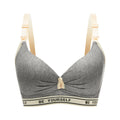 Heathered Grey Wireless Nursing Bra with Drop-Down Clips and Lettered Underband