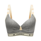 Heathered Grey Wireless Nursing Bra with Drop-Down Clips and Lettered Underband