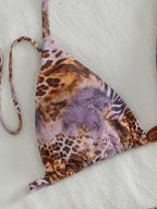 Four-Piece Leopard Print Vacation Ensemble with High-Waisted Skirt and Matching Top