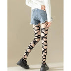 Distressed Cutout Fishnet Tights Gothic Punk Alternative Fashion Statement Hosiery